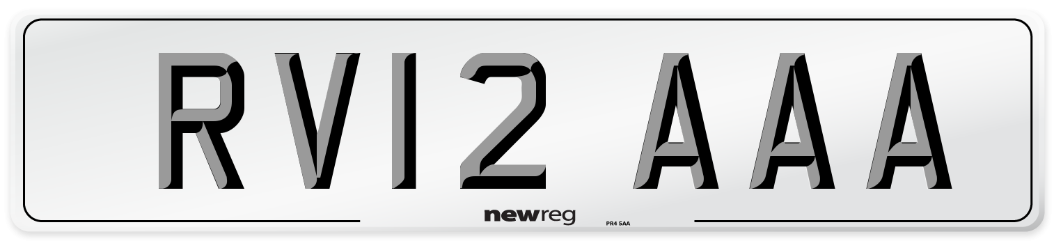 RV12 AAA Number Plate from New Reg